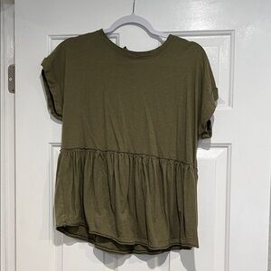 American Eagle Outfitters Olive Green Peplum Top